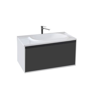 Set mobilier cu lavoar, Kolpasan, Pandora, suspendat, 110 cm, negru - Img 2