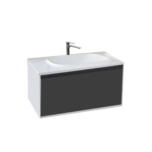 Set mobilier cu lavoar, Kolpasan, Pandora, suspendat, 110 cm, negru - Img 2