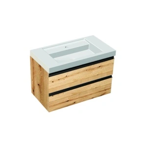 Set mobilier suspendat cu lavoar Kolpasan, Harmony 90, cu 2 sertare, bronze oak
