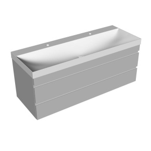 Set mobilier suspendat si lavoar, KolpaSan, Naomi, 120 cm, dark concrete - Img 2