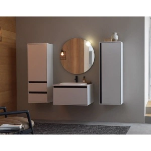 Set mobilier suspendat si lavoar Kolpasan, Pandora, 75 cm, alb - Img 2