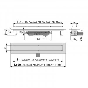 Set rigola de dus cu capac faiantabil, Alcadrain, APZ115 MARBLE LOW 55 cm - Img 2