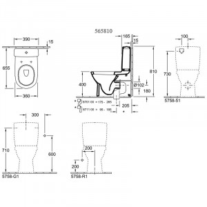 Set vas WC stativ Villeroy & Boch, O.Novo, back-to-wall, alb - Img 2