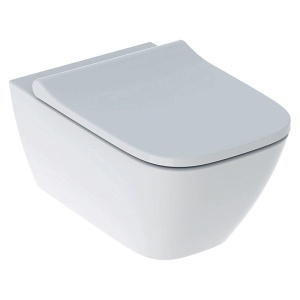 Set vas WC suspendat Geberit, Smyle Square, cu capac quick release, alb