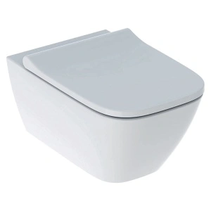 Set vas WC suspendat Geberit, Smyle Square, cu capac quick release, alb