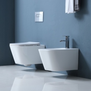 Vas WC suspendat Fluminia, Tornado cu capac WC soft close și spălare Tornado Flush, alb - Img 2