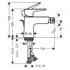 Baterie bideu, Hansgrohe, Talis E, negru mat - Img 2