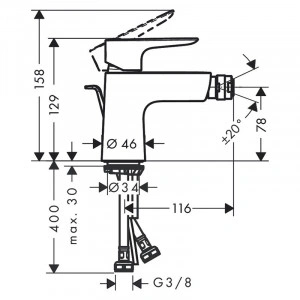 Baterie bideu, Hansgrohe, Talis E, negru mat - Img 2