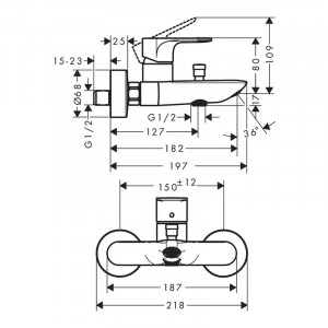 Baterie cada-dus Hansgrohe, Rebris E, negru mat - Img 2