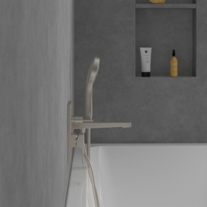Baterie cadă-duș Villeroy&Boch, Architectura Square, montaj încastrat, brushed nickel - Img 3