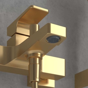 Baterie cadă-duș Villeroy&Boch, Architectura Square, montaj pe perete, brushed gold - Img 5