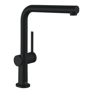 Baterie de bucatarie, Hansgrohe, Talis M54 270, cu pipa extractibila, 1 jet, negru mat