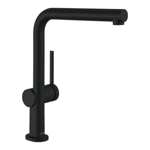 Baterie de bucatarie, Hansgrohe, Talis M54 270, cu pipa extractibila, 1 jet, negru mat