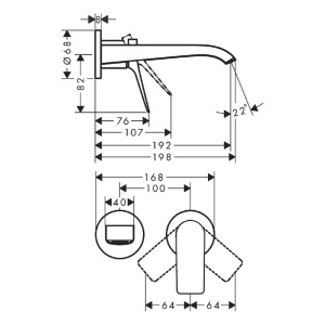Baterie lavoar cu montaj pe perete, Hansgrohe, Vivenis, cu pipa 19,2 cm, negru mat - Img 3