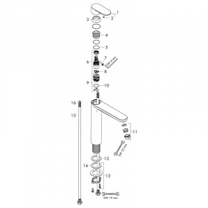 Baterie lavoar, Hansgrohe, Vernis Blend 190, fara ventil, crom - Img 4