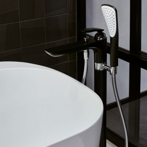 Baterie stativa cada-dus Kludi, Balance, pentru cada freestanding, negru mat - Img 3