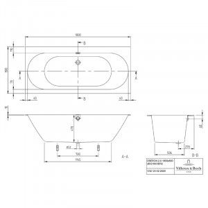 Cada pentru inzidire Villeroy & Boch, Oberon, dreptunghiulara, 180 x 80 cm, alb alpin - Img 3