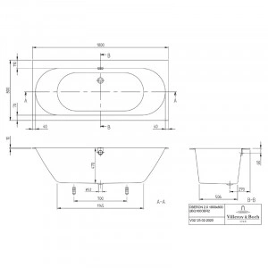 Cada pentru inzidire Villeroy & Boch, Oberon, dreptunghiulara, 180 x 80 cm, alb alpin - Img 3