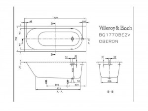 Cada Villeroy & Boch, Oberon, pentru inzidire, dreptunghiulara, 170 x 70 cm, alb alpin - Img 4