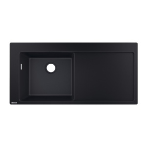 Chiuveta de bucatarie, Hansgrohe, SilicaTec S51, 1 cuva cu picurator, negru grafit
