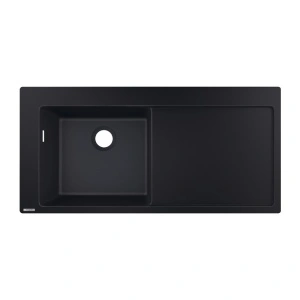 Chiuveta de bucatarie, Hansgrohe, SilicaTec S51, 1 cuva cu picurator, negru grafit
