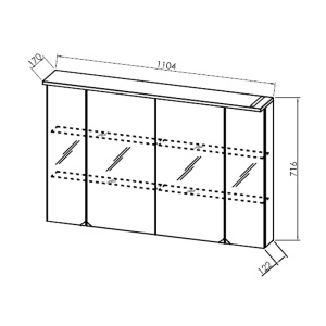 Dulap cu oglinda, Kolpasan, Tara, cu 4 usi, iluminare LED, 110 cm, craft wood - Img 3