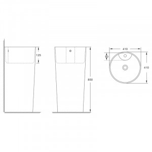 Lavoar stativ, Fluminia, Athos-B, rotund, 40 cm, alb - Img 2