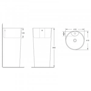 Lavoar stativ, Fluminia, Athos-B, rotund, 40 cm, alb - Img 2