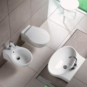 Lavoar suspendat Hatria, Nido, 68 cm, alb - Img 3