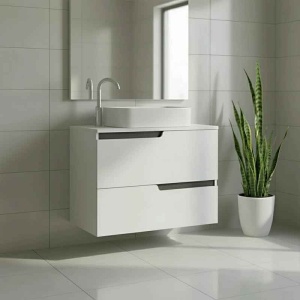 Mobilier cu blat pentru lavoar Fluminia, Bari 60, alb mat
