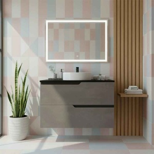 Mobilier cu blat pentru lavoar Fluminia, Bari 80, urban grey - Img 3