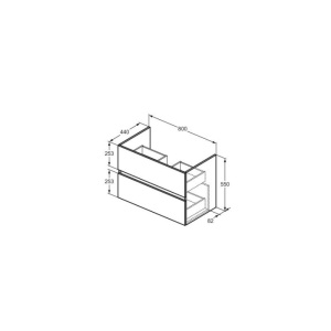 Mobilier pentru lavoar Ideal Standard, Eurovit 80, 2 sertare soft close, alb - Img 3