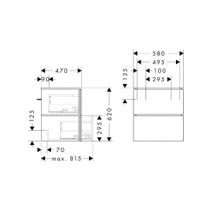 Mobilier suspendat Hansgrohe, Xilesa E 60, pentru lavoar, cu 2 sertare, gri mat - Img 2