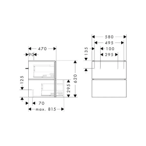 Mobilier suspendat Hansgrohe, Xilesa E 60, pentru lavoar, cu 2 sertare, gri mat - Img 2