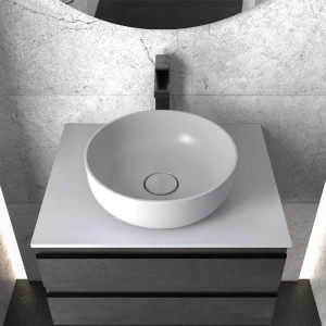 Mobilier suspendat Kolpasan, Alexis, pentru lavoar pe blat, 60 cm, Dark Concrete - Img 3