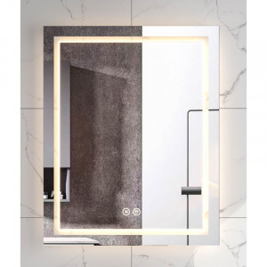 Oglinda Fluminia, Ando 60, dreptunghiulara, cu LED, 3 culori, dezaburire, 60 cm