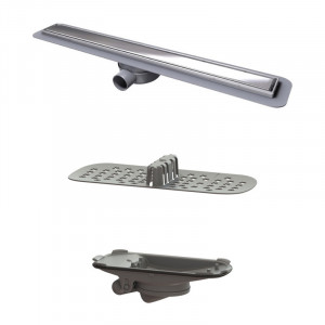 Rigola de dus, Kessel, Linearis Compact, cu sita de par si clapeta multistop, 85 cm, crom - Img 3