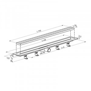 Rigola Plast BRNO, Eco, cu gratar din inox, 800 mm - Img 2