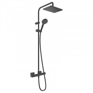 Set de dus Hansgrohe, Vernis Shape 230, cu baterie termostatata, negru mat