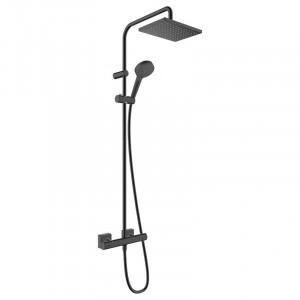 Set de dus Hansgrohe, Vernis Shape 230, cu baterie termostatata, negru mat