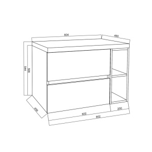 Set mobilier pentru lavoar pe blat Fluminia, Genova 80, cu blat și raft deschis - Img 3