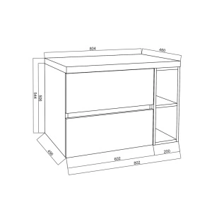 Set mobilier pentru lavoar pe blat Fluminia, Genova 80, cu blat și raft deschis - Img 3