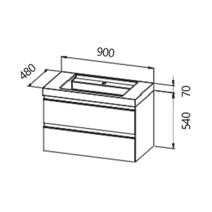 Set mobilier suspendat cu lavoar Kolpasan, Harmony 90, cu 2 sertare, light grey - Img 5