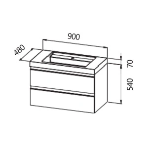 Set mobilier suspendat cu lavoar Kolpasan, Harmony 90, cu 2 sertare, light grey - Img 5