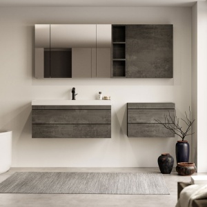 Set mobilier suspendat si lavoar, Kolpasan, Naomi, 100 cm, dark concrete - Img 5