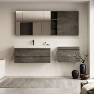 Set mobilier suspendat si lavoar, Kolpasan, Naomi, 100 cm, dark concrete - Img 5