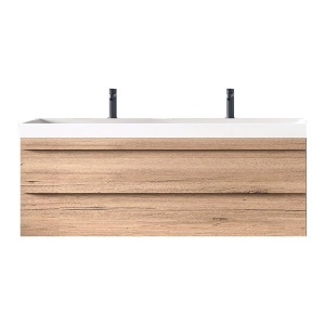 Set mobilier suspendat si lavoar, Kolpasan, Naomi, 120 cm, natural wood