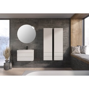 Set mobilier suspendat si lavoar, Kolpasan, Naomi, 70 cm, alb - Img 4