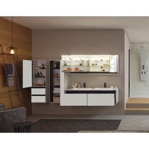 Set mobilier suspendat si lavoar Kolpasan, Pandora, 150 cm, alb - Img 5