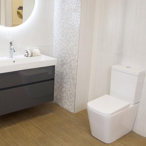 Set vas WC Fluminia, Paris, stativ, BTW, rimless cu rezervor si capac soft-close si easy off inclus - Img 3